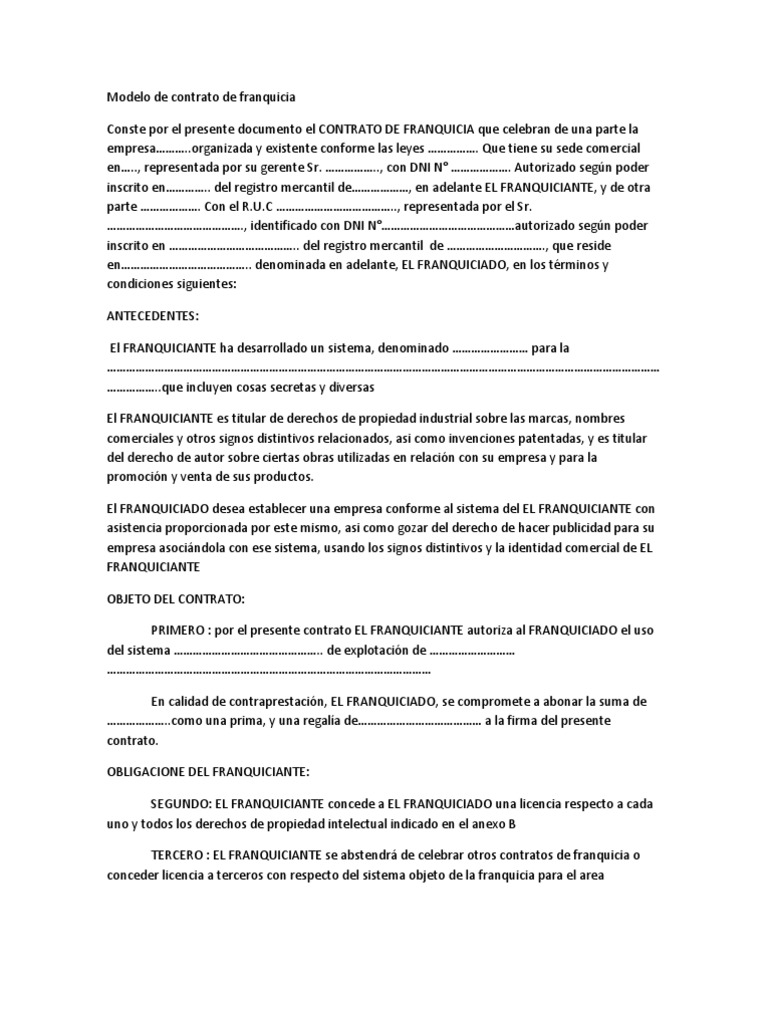 Modelo de Contrato de Franquicia (1)
