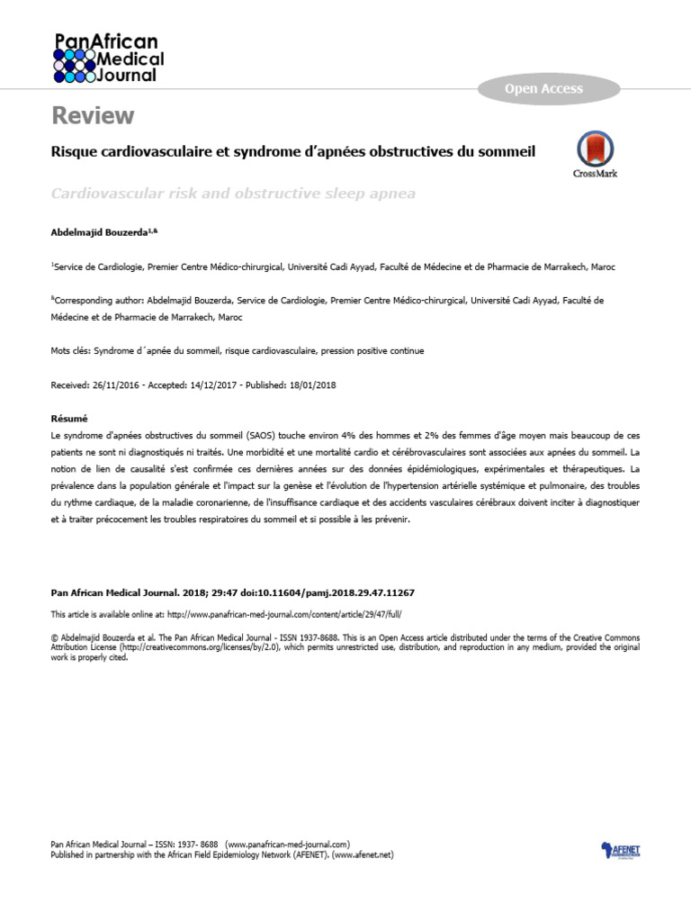 Risque cardiovasculaire et apnées du sommeil PDF Syndrome d'apnées — free download