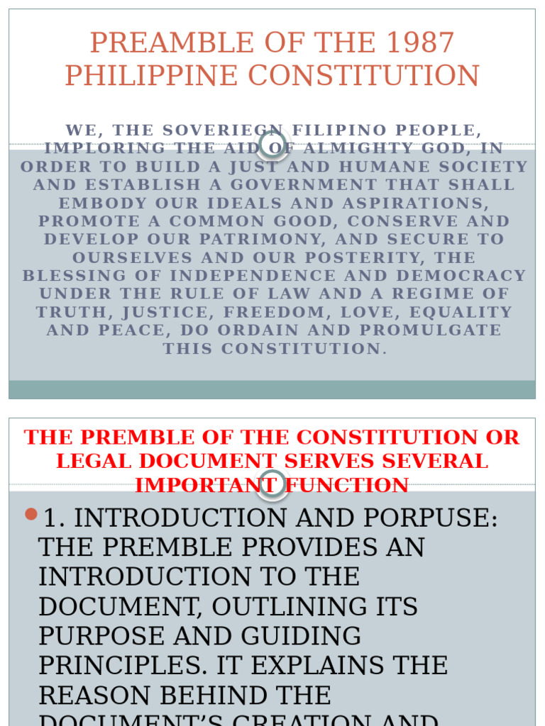 Importance of the 1987 Philippine Constitution Preamble | PDF