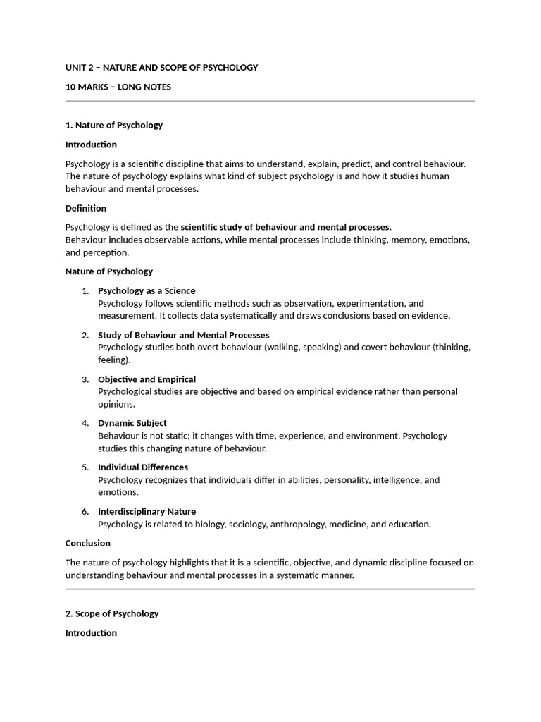 2 Nature and Scope | PDF | Psychology | Cognition
