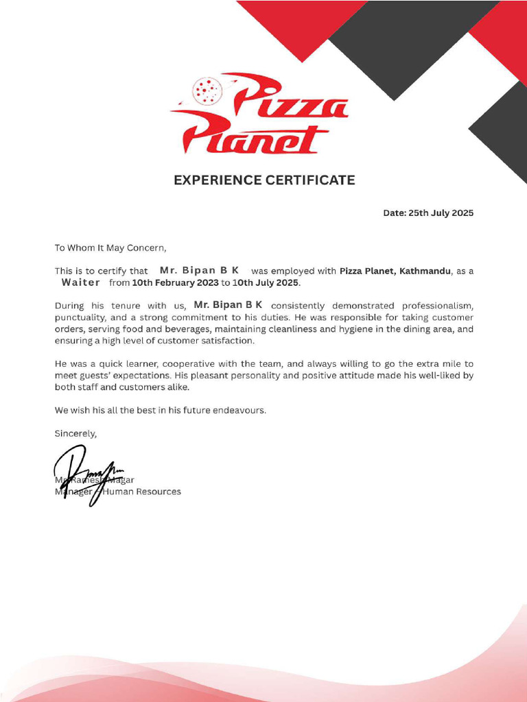 Bipan B K Experience | PDF
