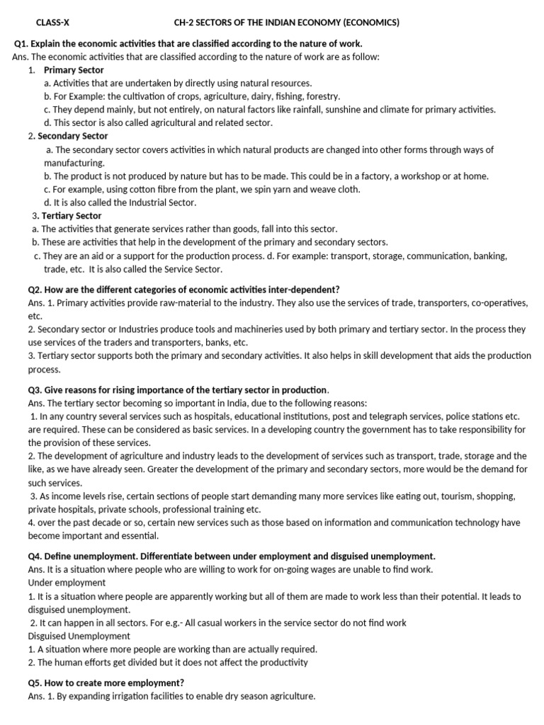 Sectors of the Indian Economy Explained | PDF | Employment | Unemployment
