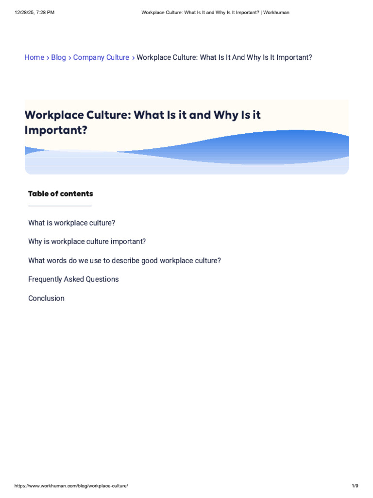Understanding Workplace Culture's Importance | PDF | Organizational ...