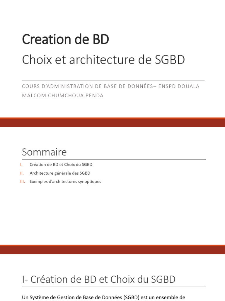 Choix et architecture des SGBD | PDF | Bases de données | SQL