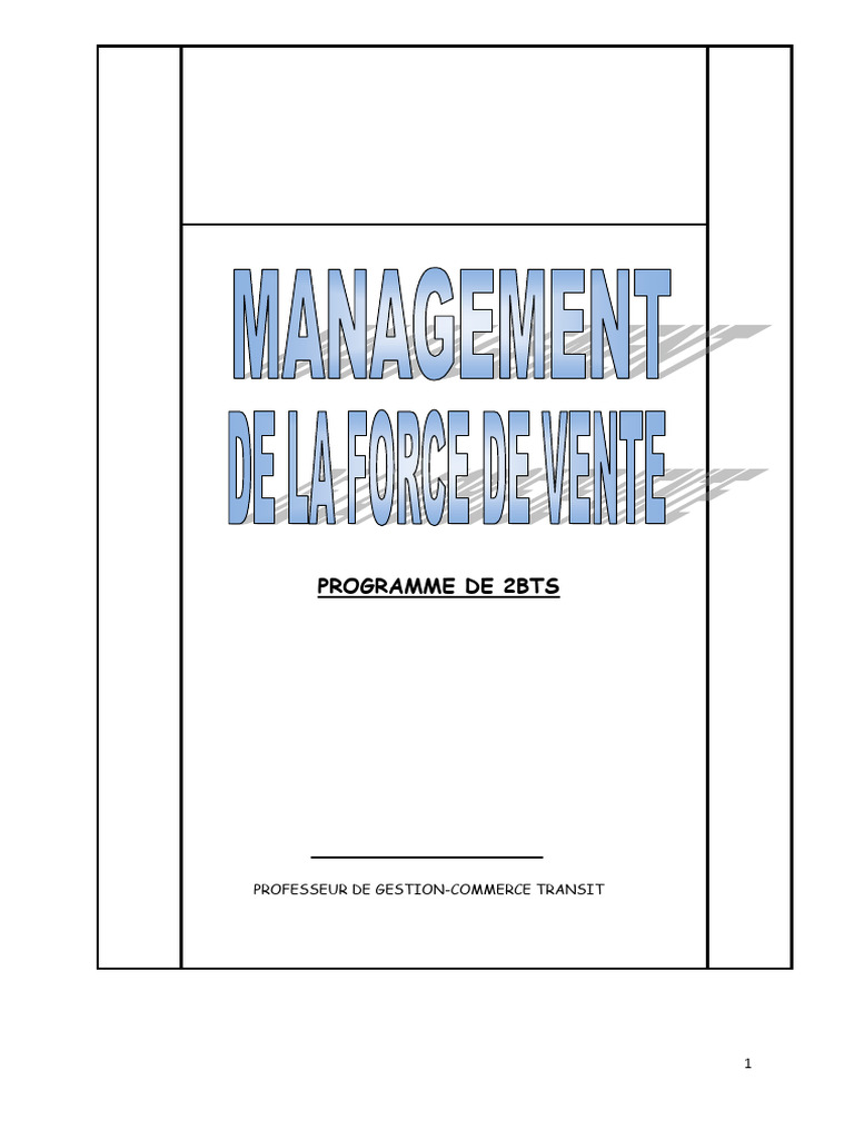 Management de la Force de Vente en Entreprise | PDF | Sodles ...