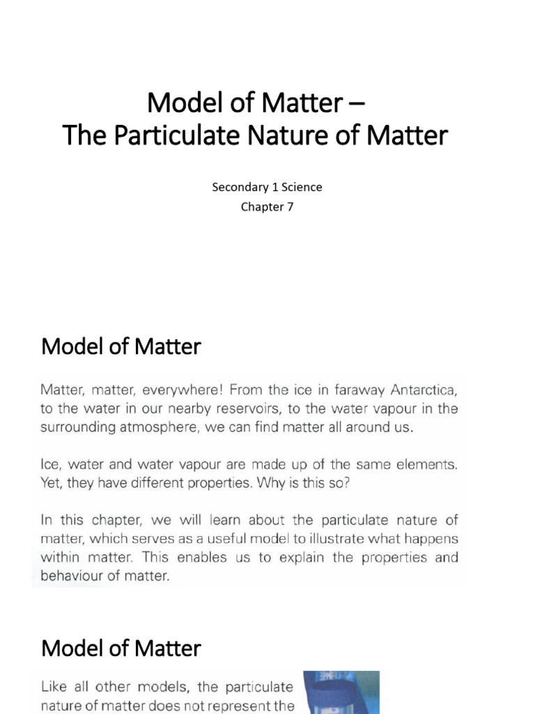 Understanding the Particulate Nature of Matter | PDF | Matter ...