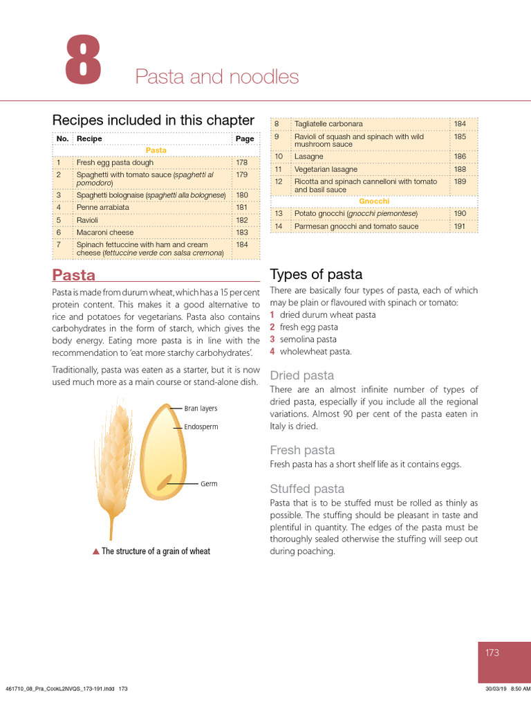 Types and Recipes for Pasta Dishes | PDF | Pasta | Noodle