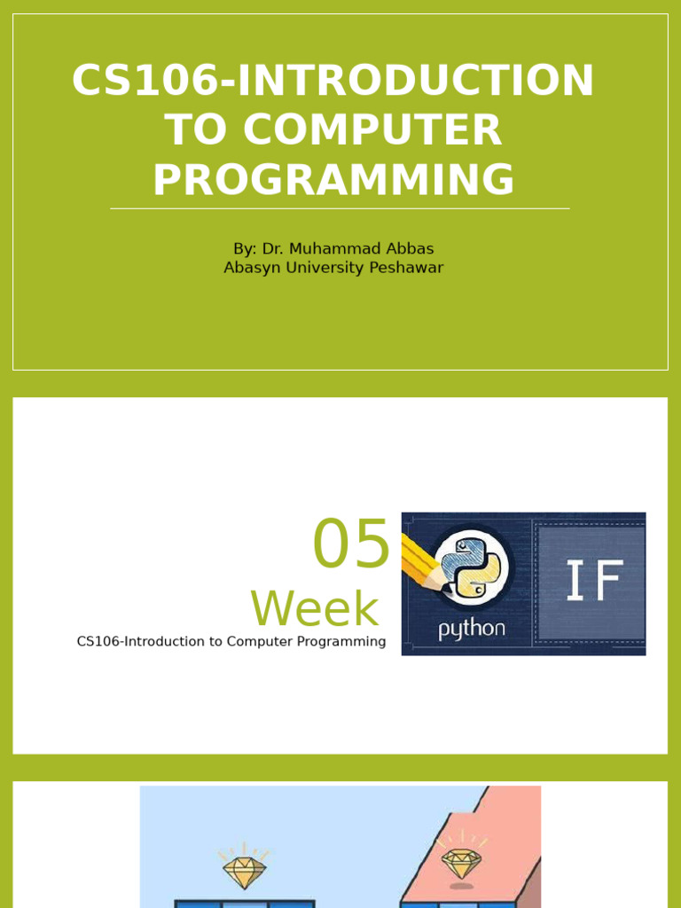 CS106-Week-05-if | PDF | Boolean Data Type | Software Development
