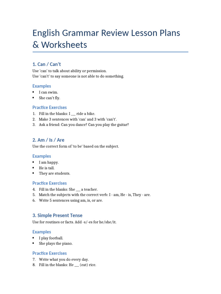 English Grammar Lesson Plans & Exercises | PDF | Morphology | Linguistics