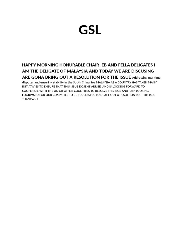 Gsl Opening Speech | PDF