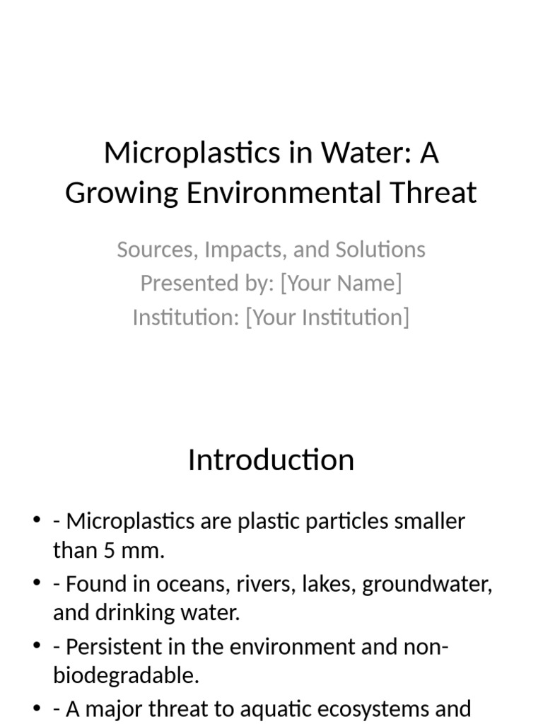 Microplastics in Water: Threats & Solutions | PDF | Plastic | Pollution