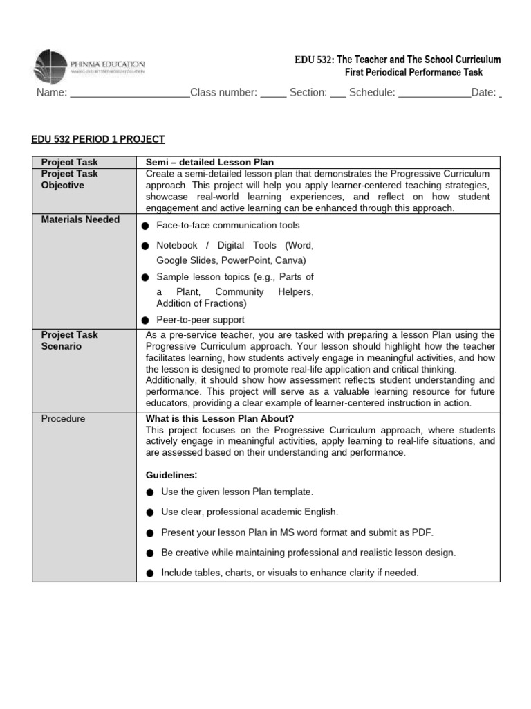 Progressive Curriculum Lesson Plan Guide | PDF | Lesson Plan | Curriculum