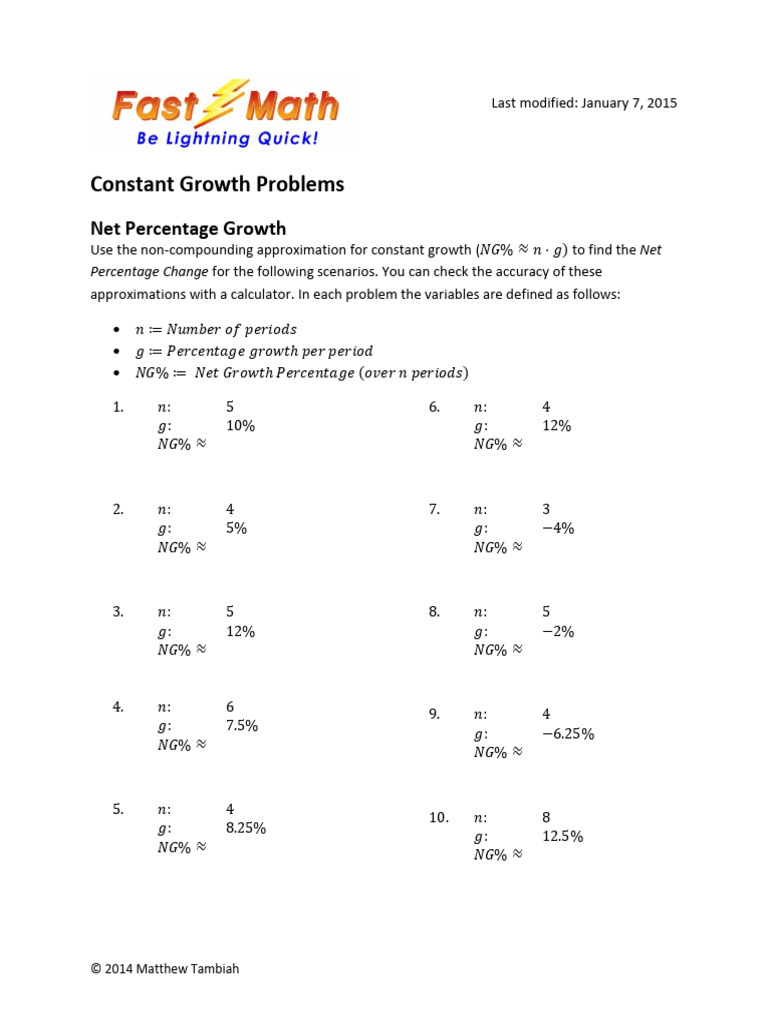 Constant Growth Calculation Guide | PDF | Percentage | Approximation
