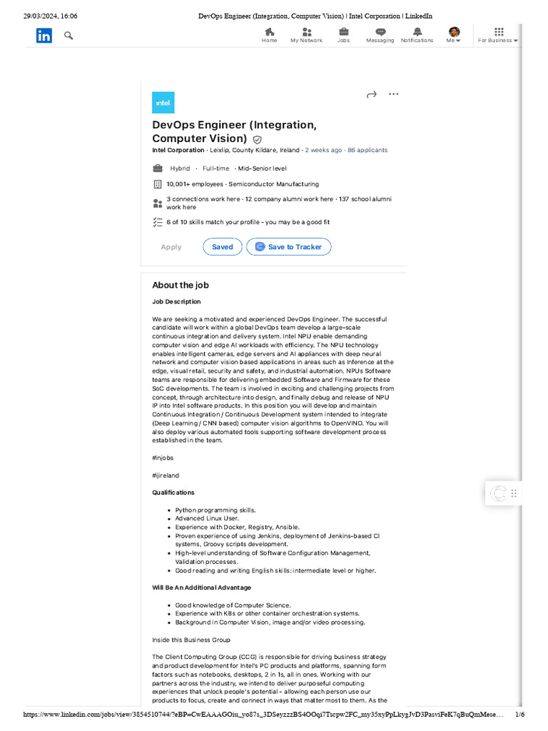 DevOps Engineer Role at Intel Ireland | PDF | Intel | Computer Science