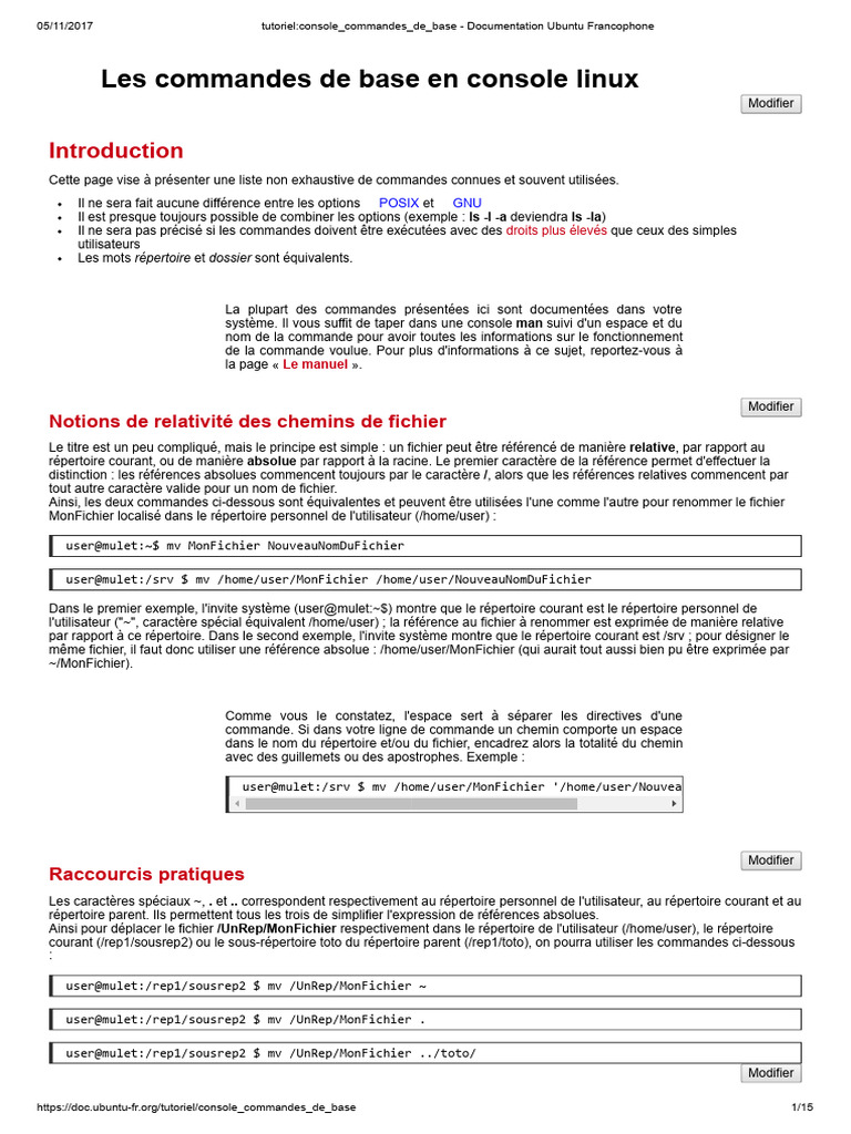 Commandes de base en console Linux | PDF | Logiciel utilitaire ...