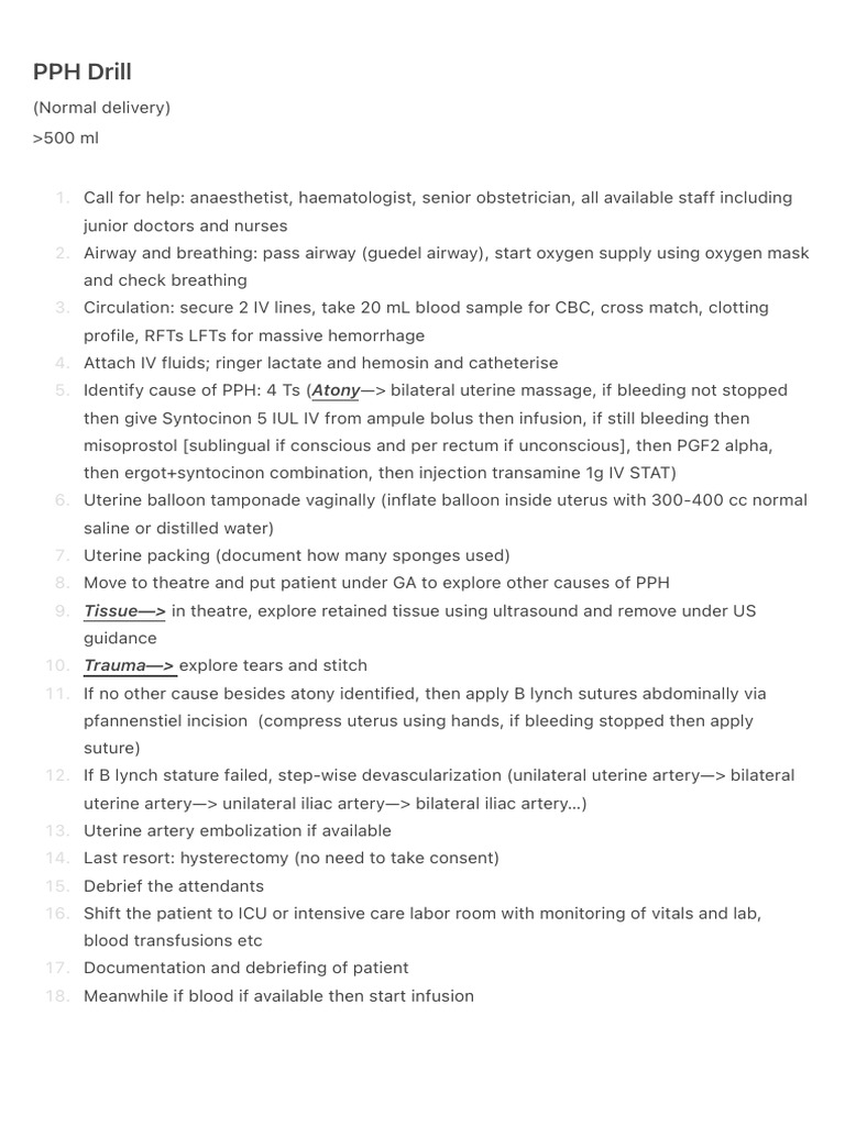 Managing Postpartum Hemorrhage Protocol | PDF