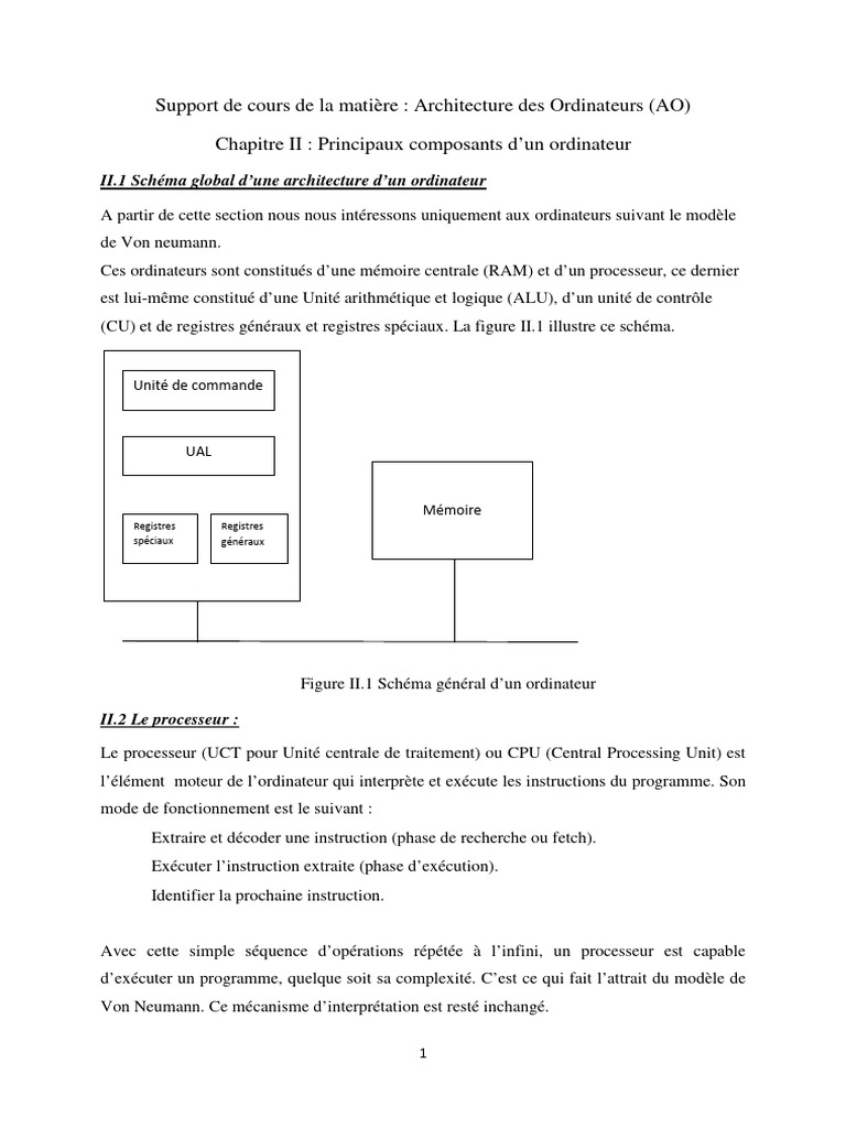 Composants clés de l'architecture d'ordinateur | PDF | Mémoire vive ...