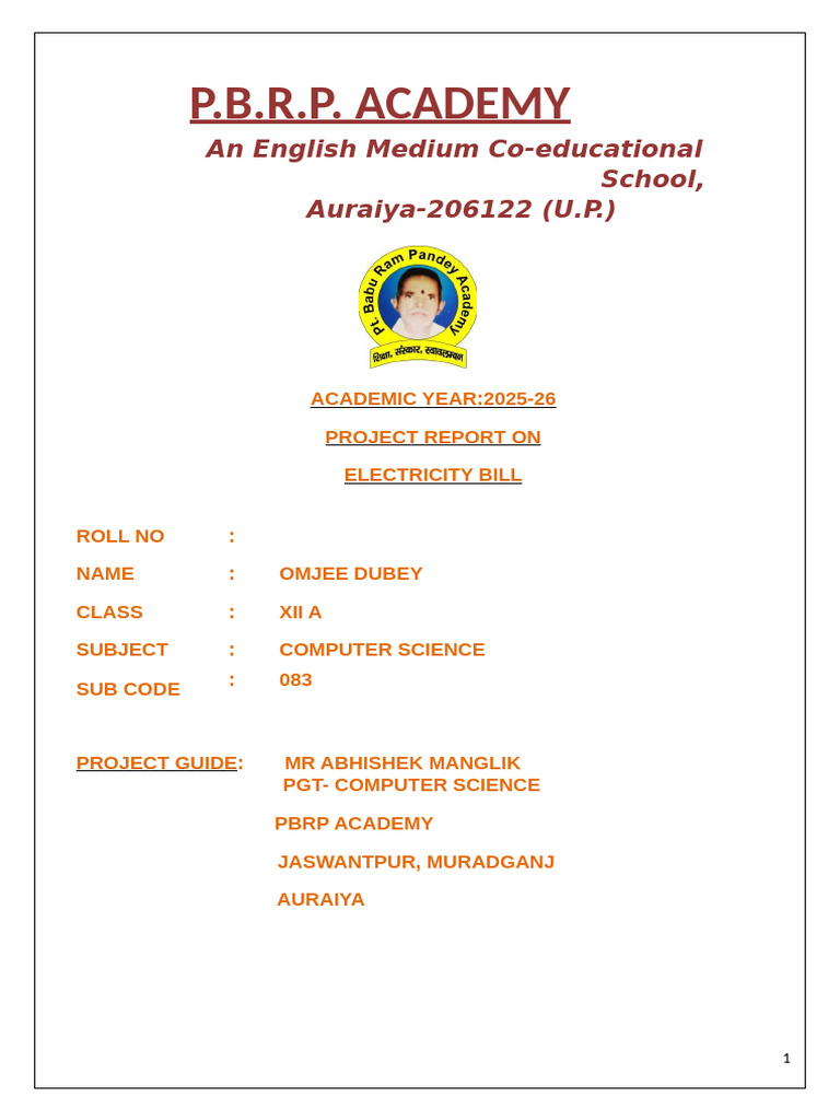 Electricity Billing System Project Report | PDF | Software Testing | System
