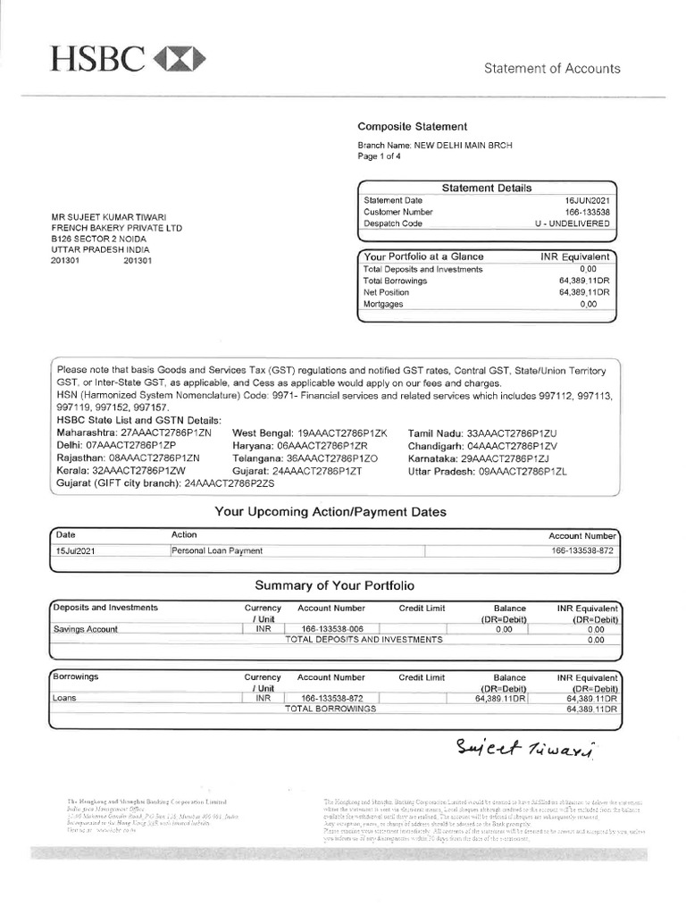 3 Month Bank Statement. | PDF