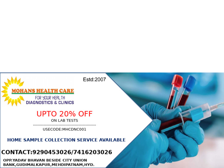 20% Off Lab Tests in Hyderabad | PDF