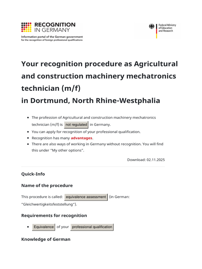 Recognition Process for Mechatronics Technicians | PDF | Professional ...