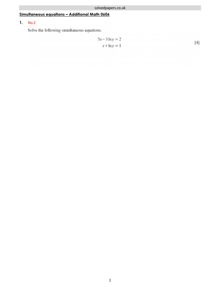 IG3AT2JN Simultaneous Equations Add Math 0606 | PDF