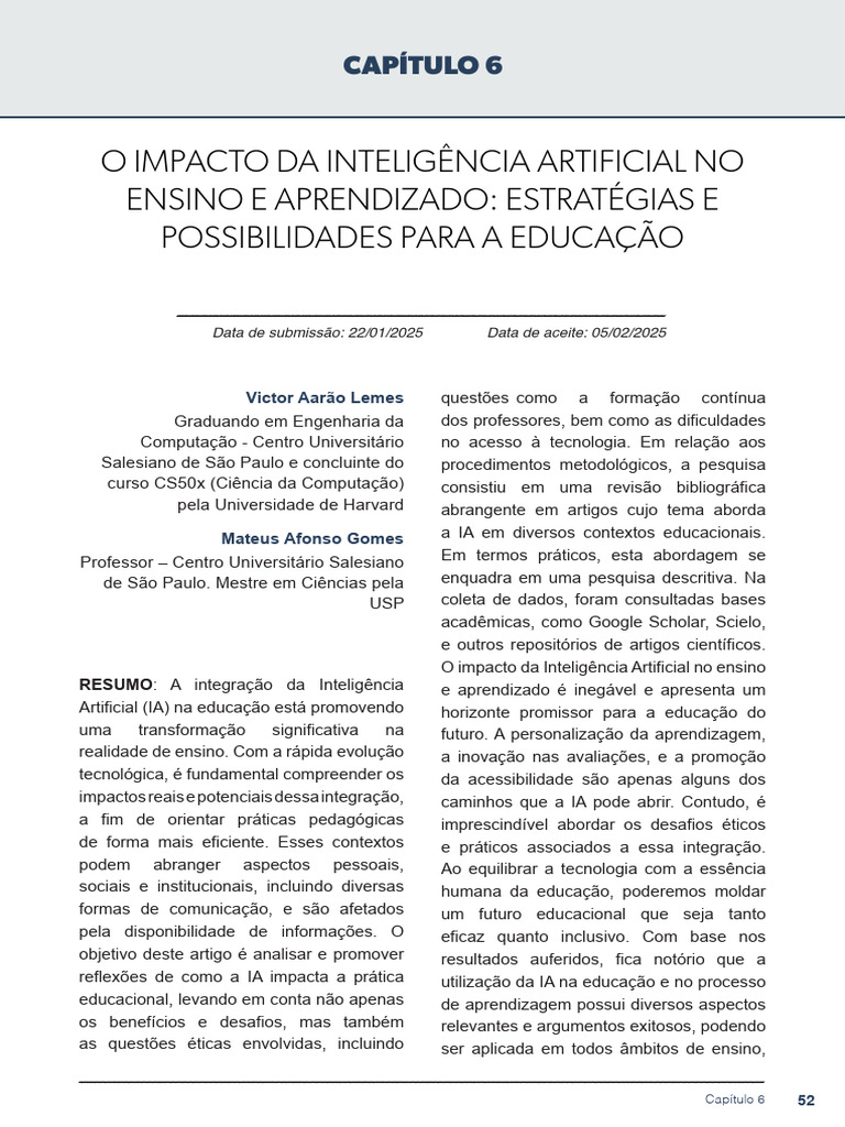 Impacto da IA na Educação: Desafios e Oportunidades | PDF ...