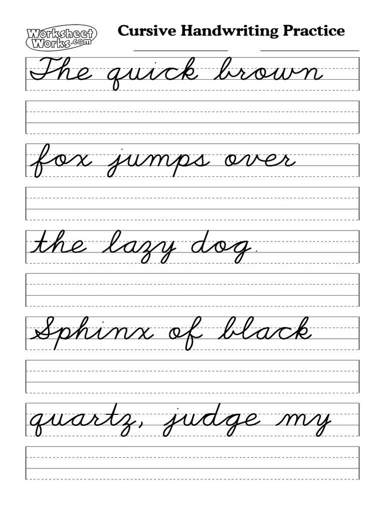 WorksheetWorks Cursive Handwriting Practice 3 | PDF | Writing | Calligraphy