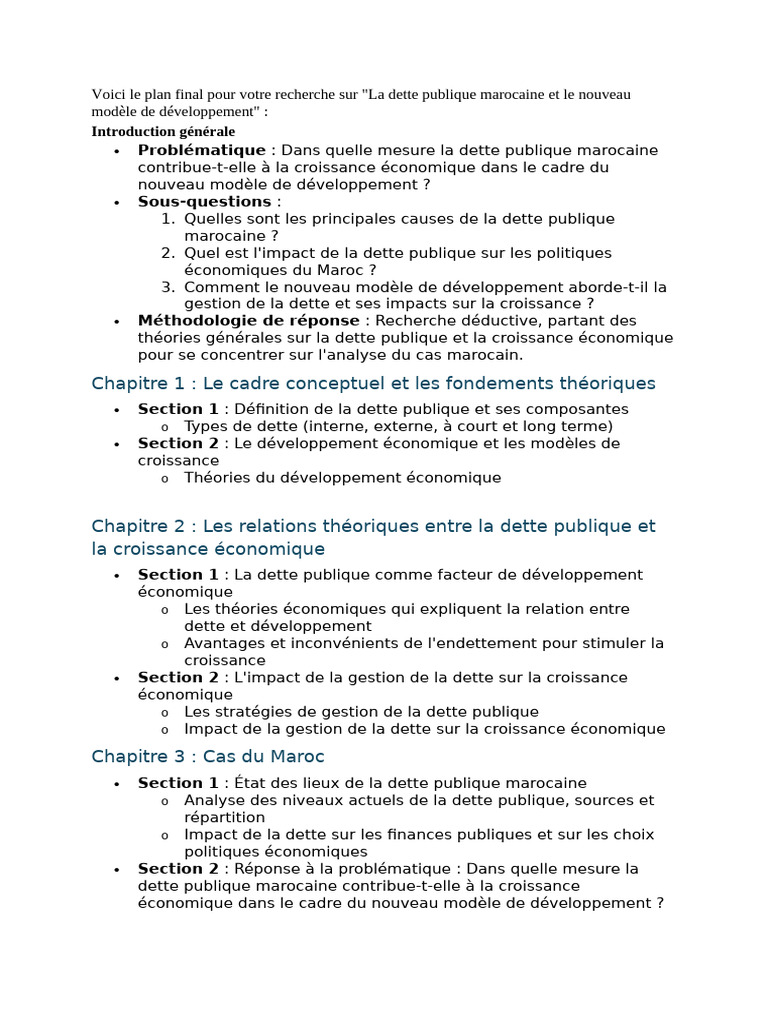 Dette publique marocaine et croissance économique | PDF | Dette ...