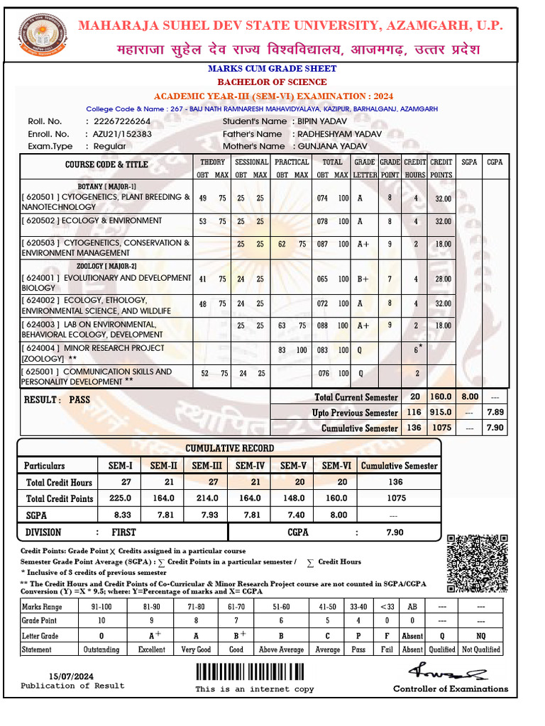 Graduation Marksheet | PDF