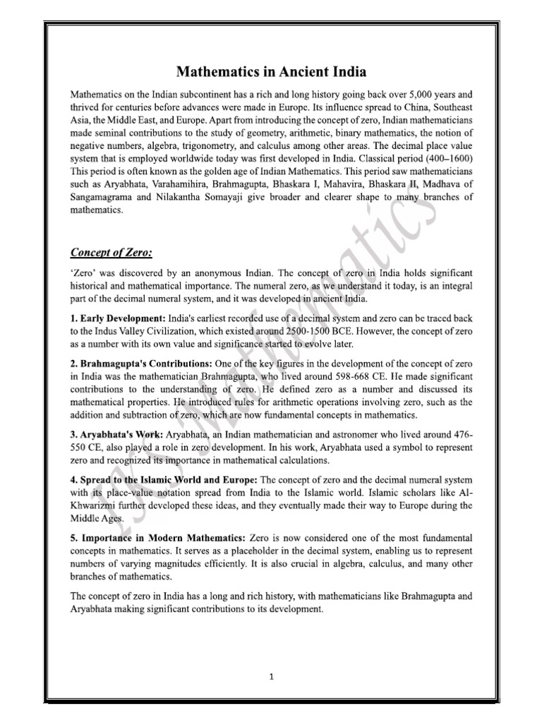Indian Mathematics -Amp- Its Contribution 8 | PDF