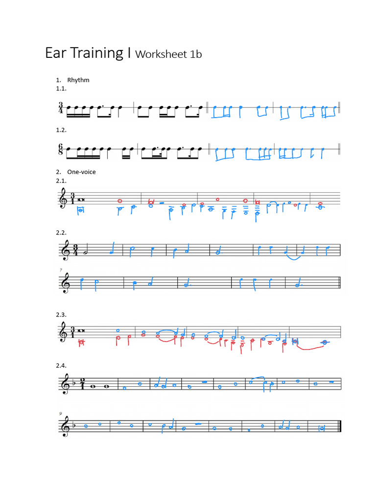 Ear Training I Worksheet 1b | PDF