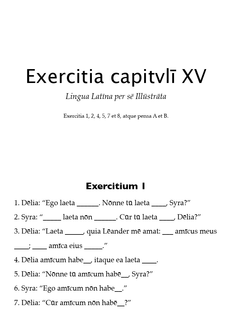 Latin Exercises for Chapter 15 | PDF