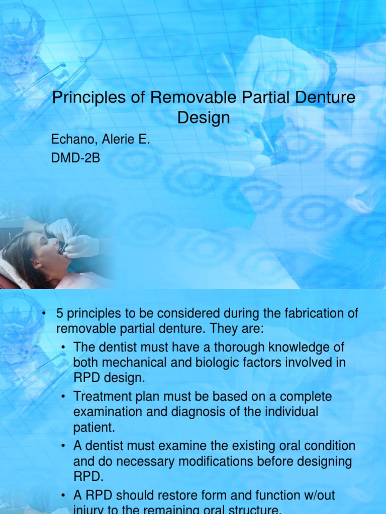 Principles of Removable Partial Denture Design PDF Dentures Human