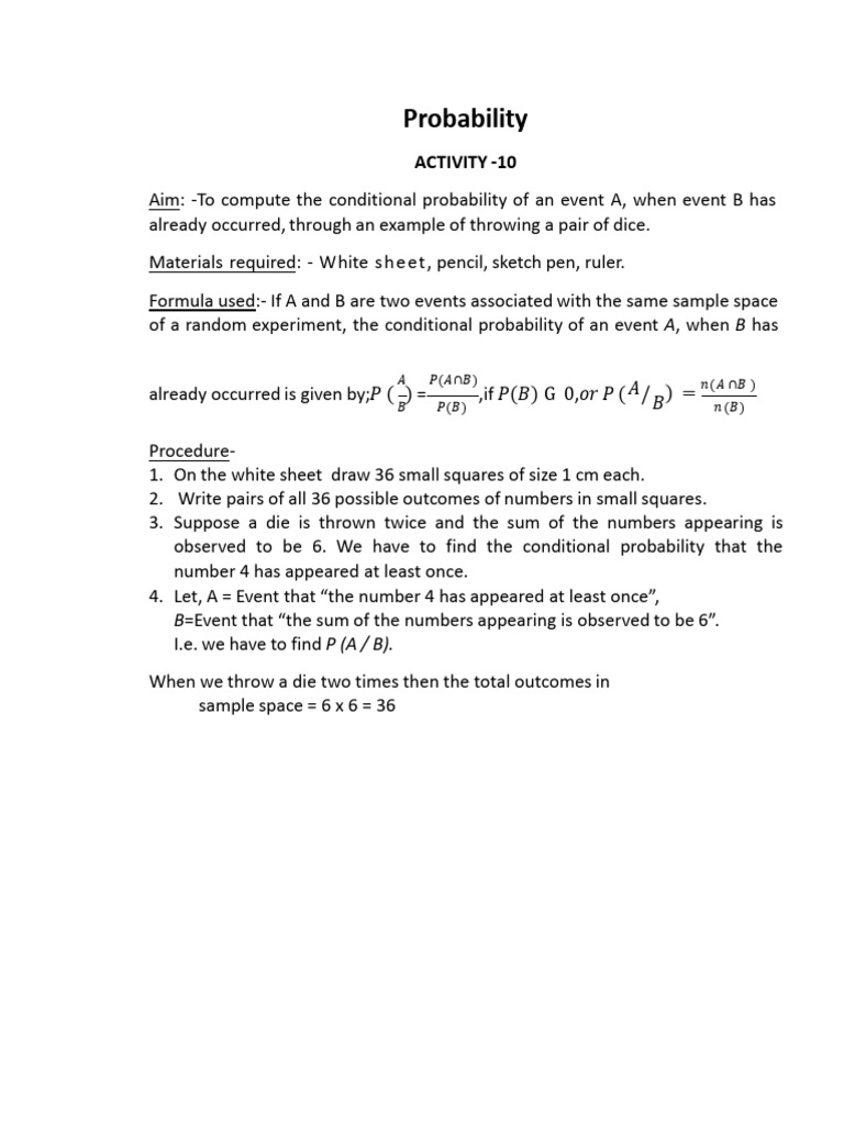 Activity 10 | PDF | Probability Theory | Probability