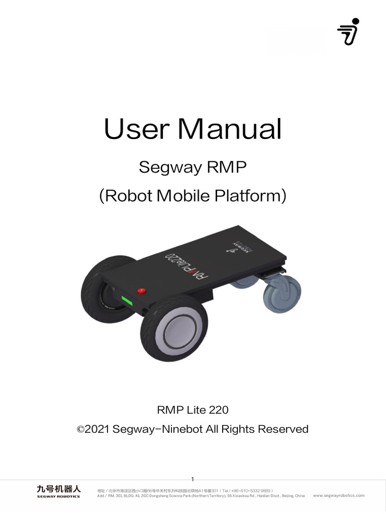 Segway RMP Lite 220 User Manual | PDF | Power Supply | Computer Engineering