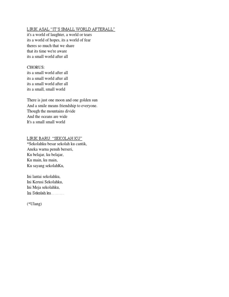 Lirik Lagu Sekolahku