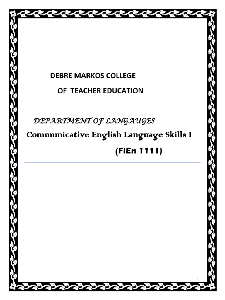 Comm Eng Lang Skills I FlEn1111- Revised | PDF | Reading Comprehension ...