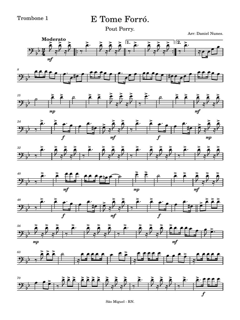 Trombone Sheet Music for Forró | PDF