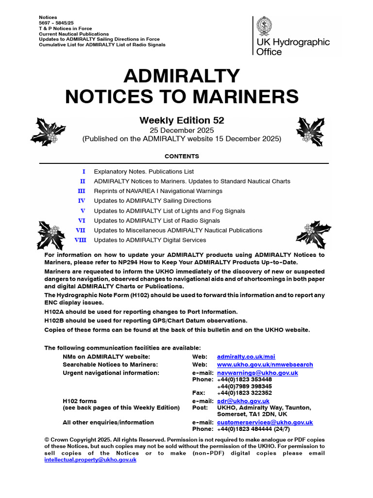 Weekly ADMIRALTY Notices to Mariners | PDF