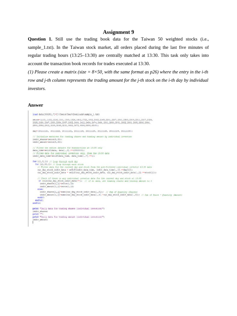 Assignment 9 - Question 1 | PDF