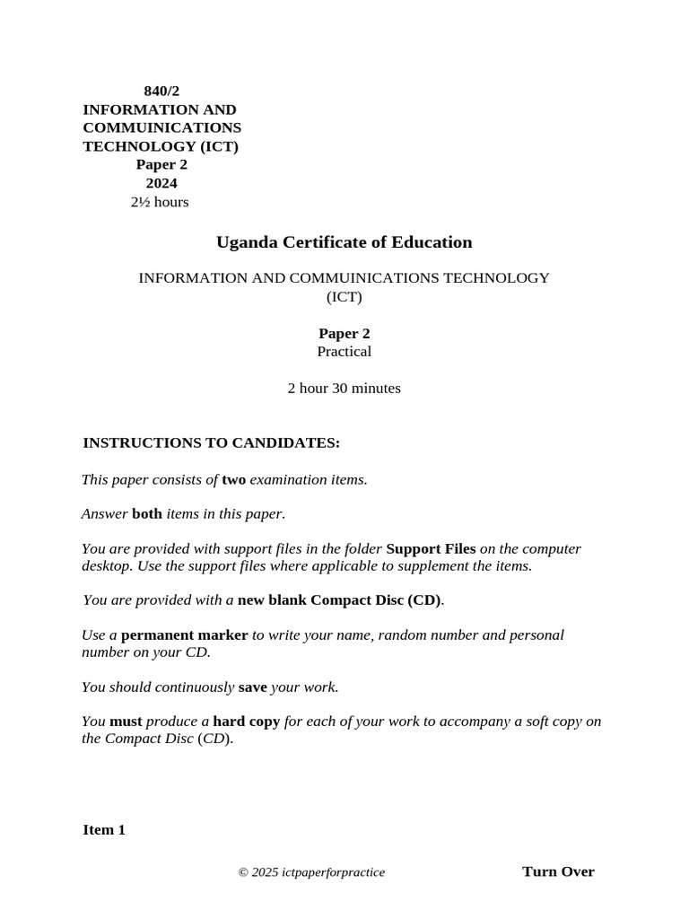 ICT PAPER 2 | PDF | Computer File | Compact Disc