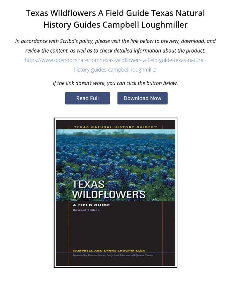 Texas Wildflowers A Field Guide Texas Natural History Guides Campbell  Loughmiller | PDF, image size:768x1024