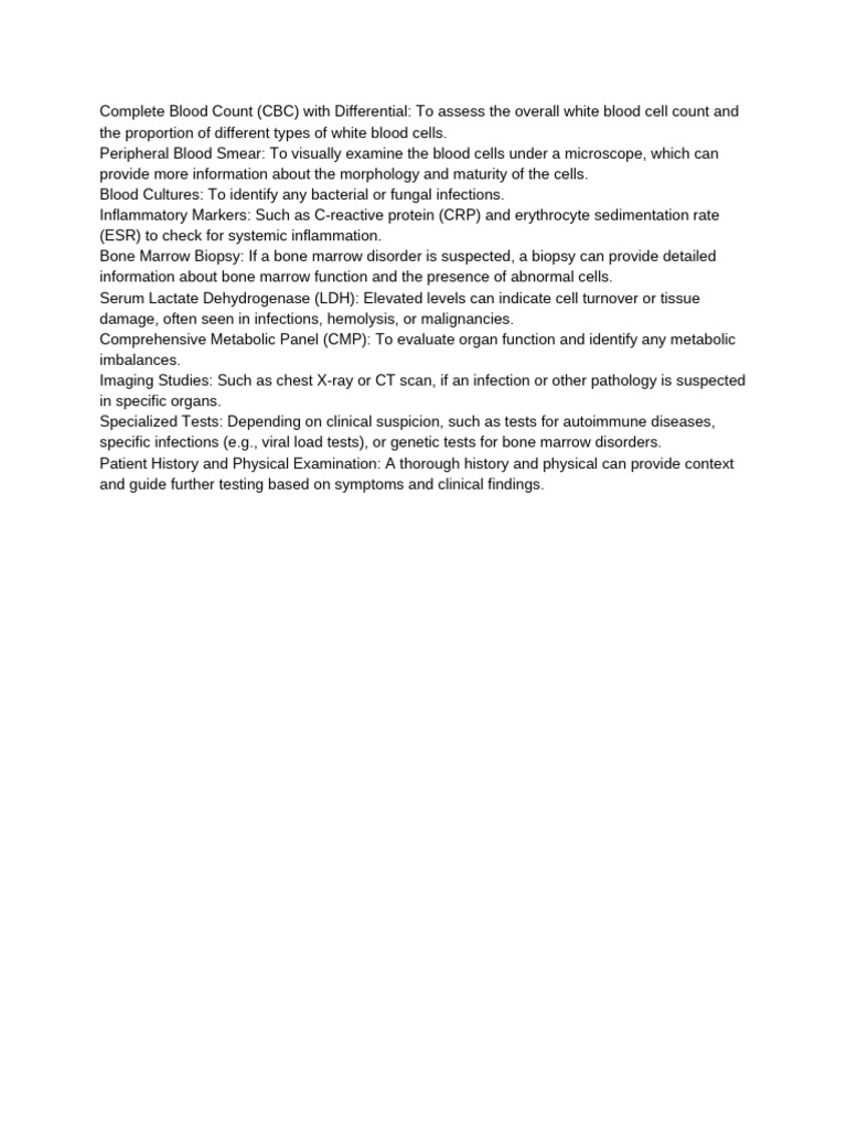 Complete Blood Count (CBC) With Differential- To Assess the Overall ...