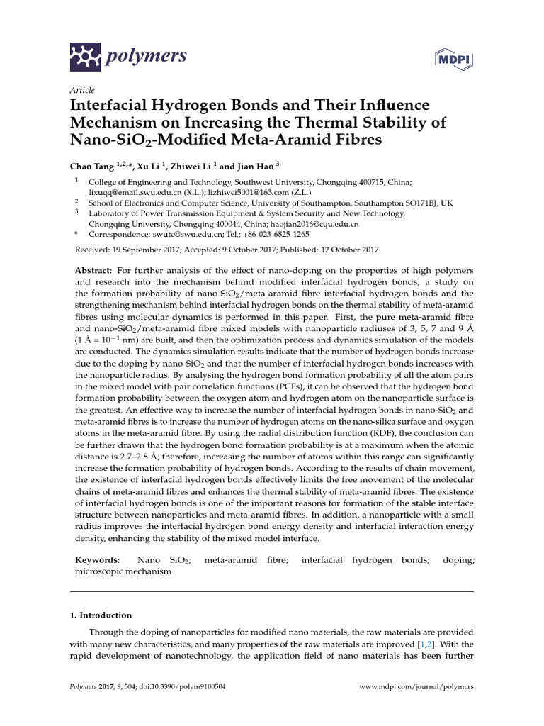 Polymers 09 00504 | PDF | Chemical Bond | Hydrogen Bond