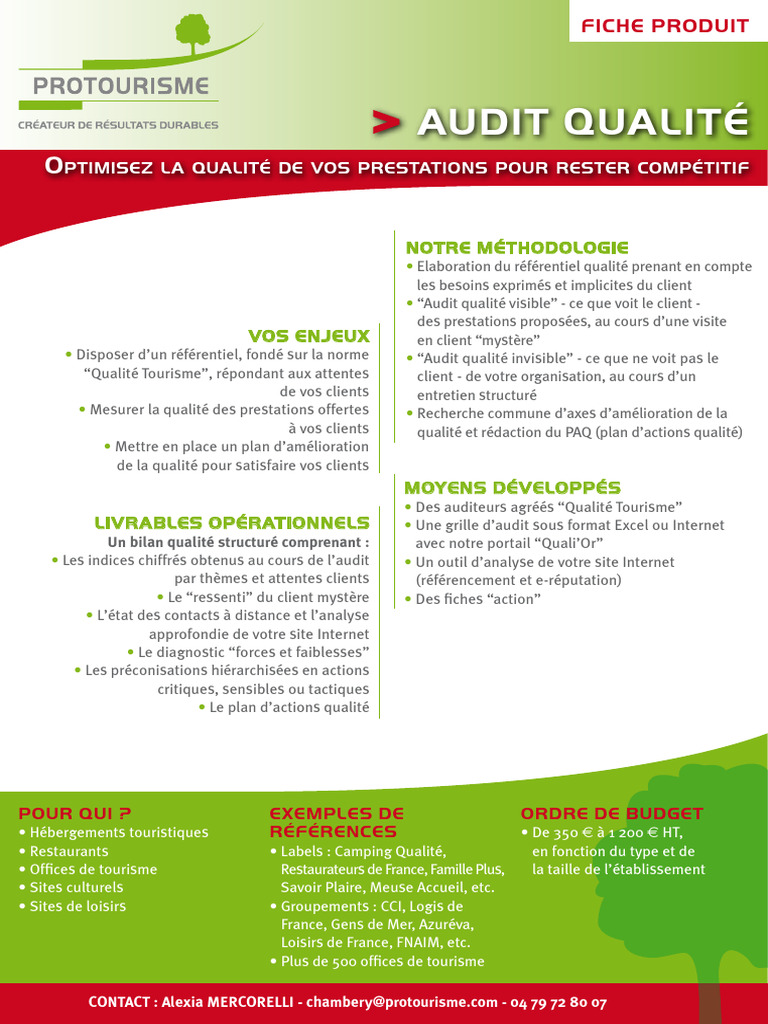 Audit qualité pour améliorer vos services | PDF | Audit | Tourisme