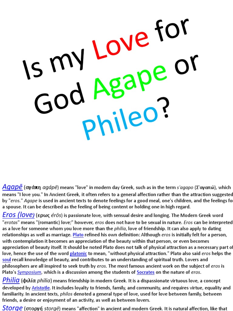 Is My Love For God Agape or Phileo PDF Love Emotions