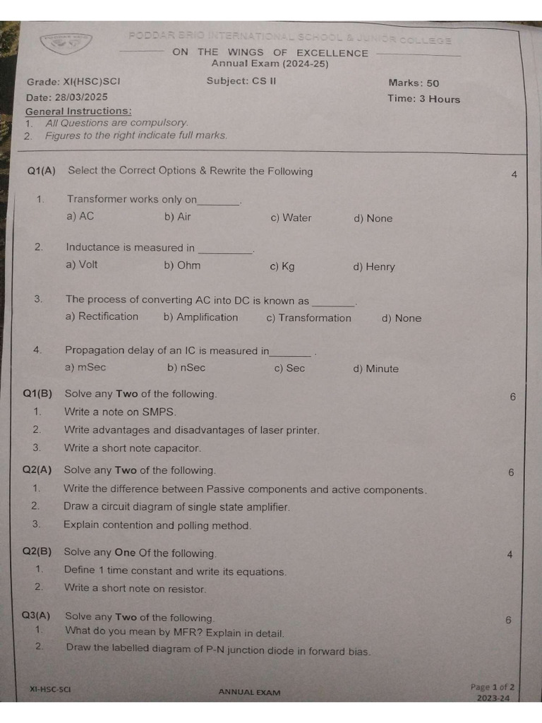CS 2 Question Paper 11th | PDF