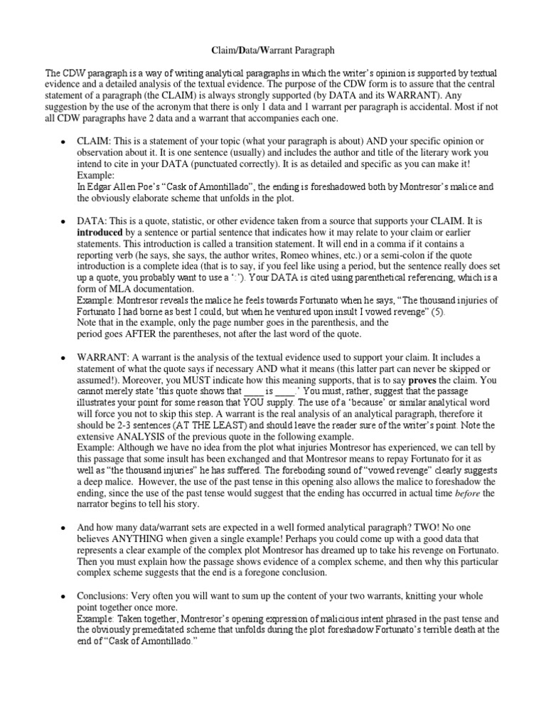 Claim/Data/Warrant Writing Guide | PDF | Philosophy