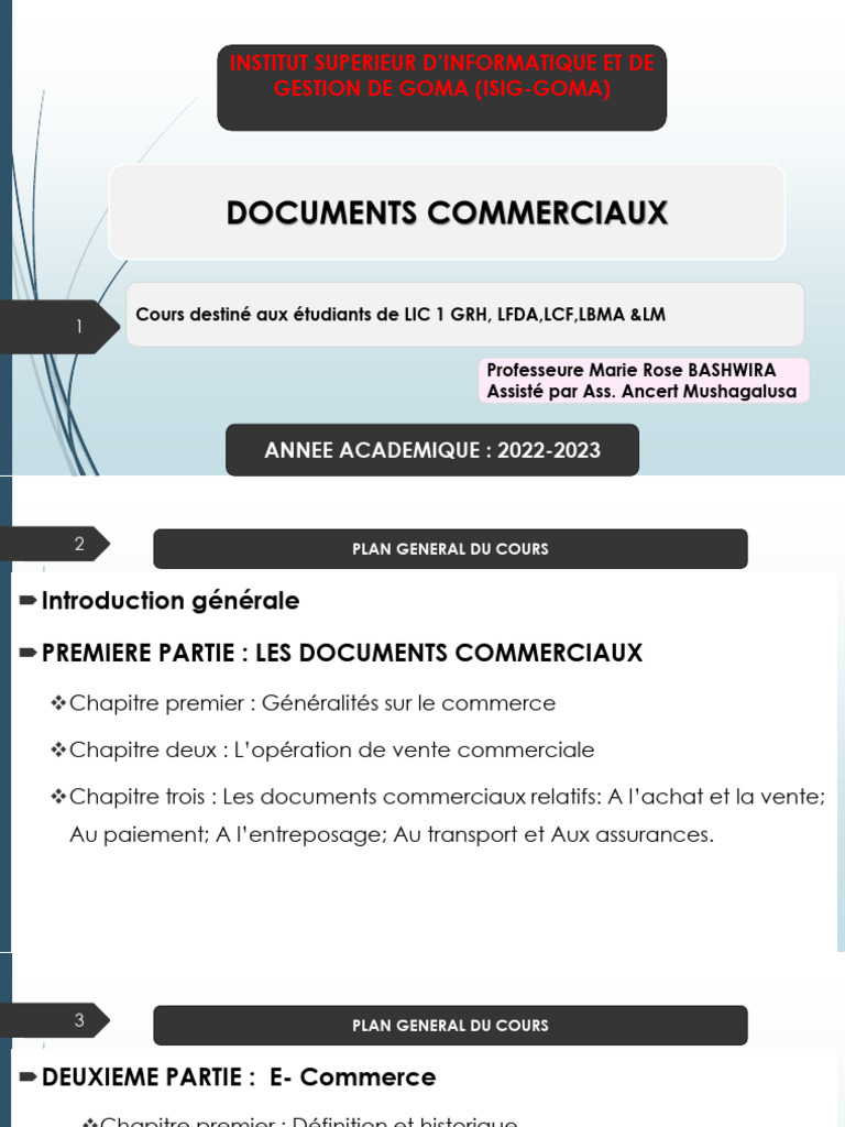 Introduction aux Documents Commerciaux | PDF | Effet de commerce | Sodles